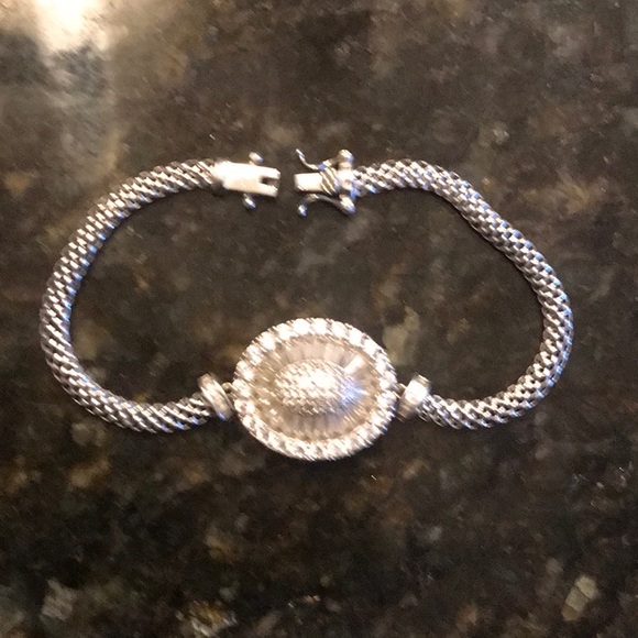 Older (Vintage?) Sterling Silver Bracelet with Oval of CZ? Very Well Made - Picture 2 of 6